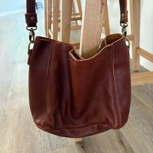 Portland Leather Brown Crossbody Bag with Adjustable Strap